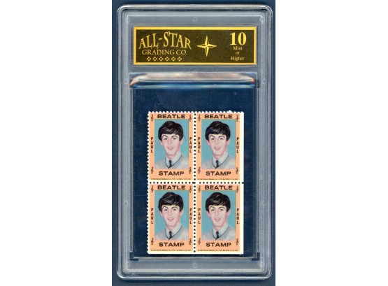 1964 Hallmark Uncut Block Paul Mccartney Vintage Beatles Stamps All-Star Graded
