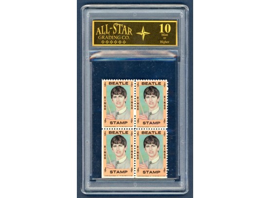 1964 Hallmark Uncut Block Ringo Starr Vintage Beatles Stamps All-Star Graded