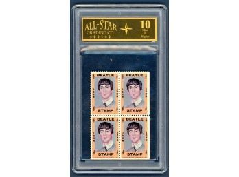 1964 Hallmark Uncut Block John Lennon Vintage Beatles Stamps All-Star Graded