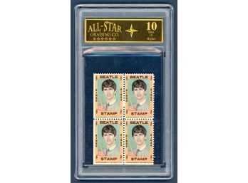 1964 Hallmark Uncut Block Ringo Starr Vintage Beatles Stamps All-Star Graded