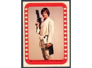 1977 Star Wars Series 4 Luke Skywalker Sticker #42 Trading Card
