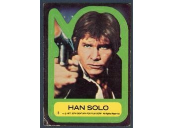 1977 Star Wars Sticker #3 Han Solo Trading Card