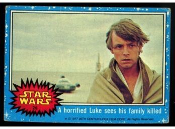 1977 Topps Star Wars A Horrified Luke Sees His Family Killed #26