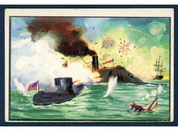 1954 Bowman U.S. Navy Victories #47 Merrimac & Monitor Battle Trading Card
