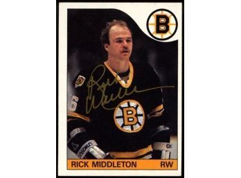 1985 Topps Rick Middleton On Card Autograph Gold Ink #64 Boston Bruins