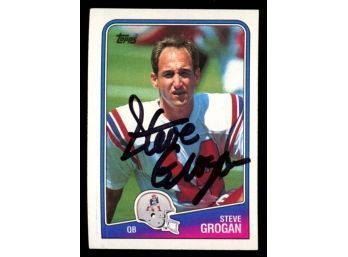 1988 Topps Football Steve Grogan On Card Autograph #176 New England Patriots HOF