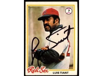 1978 Topps Baseball Luis Tiant On Card Autograph #345 Boston Red Sox