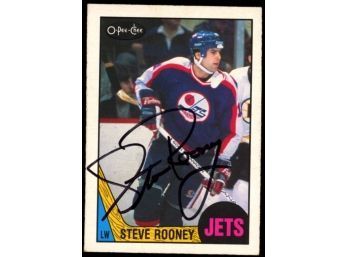 1987 O-pee-chee Hockey Steve Rooney On Card Autograph #223 Winnipeg Jets