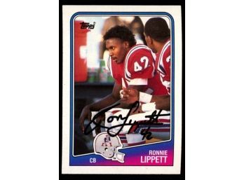 1988 Topps Football Ronnie Lippett On Card Autograph #187 New England Patriots