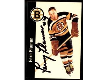 1994 Parkhurst Hockey Missing Link Fern Flaman On Card Autograph #2 Boston Bruins