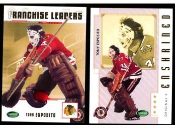 2003 Parkhurst Hockey Tony Esposito 2 Card Lot! Franchise Leaders #97 Enshrined #88 Chicago Blackhawks