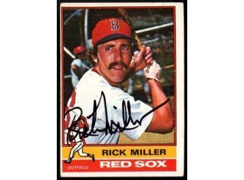 1976 Topps Baseball Rick Miller On Card Autograph #302 Boston Red Sox
