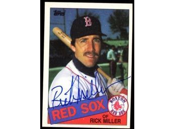 1985 Topps Baseball Rick Miller On Card Autograph With Authentication Boston Red Sox