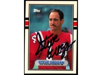 1989 Topps Football Steve Grogan On Card Autograph #1267 New England Patriots