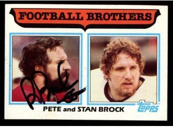 1982 Topps Football Brothers Pete And Stan Brock On Card Autograph #265 New England Patriots/saints