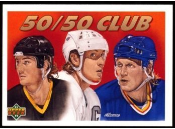 1991 Upper Deck 'the 50/50 Club' Mario Lemieux, Wayne Gretzky, Brett Hull #45 HOF