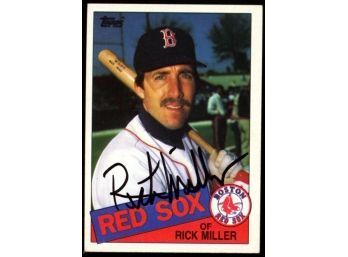 1985 Topps Baseball Rick Miller On Card Autograph #502 Boston Red Sox