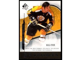 2008-09 SP Authentic Hockey 'notables' Johnny Bucyk /999 #123 Boston Bruins HOF