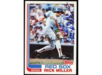 1982 Topps Baseball Rick Miller On Card Autograph With Authentication Boston Red Sox