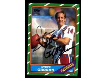1986 Topps Football Steve Grogan On Card Autograph #31 New England Patriots HOF