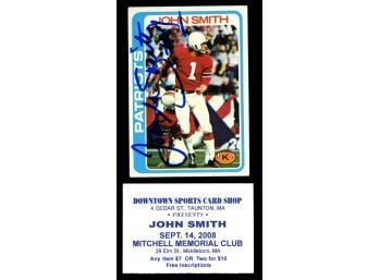 1978 Topps Football John Smith On Card Autograph With Authentication #136 New England Patriots
