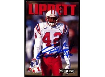 1992 Skybox Football Ronnie Lippett On Card Autograph #83 New England Patriots