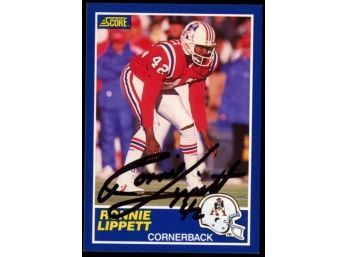 1989 Score Football Ronnie Lippett On Card Autograph #66 New England Patriots