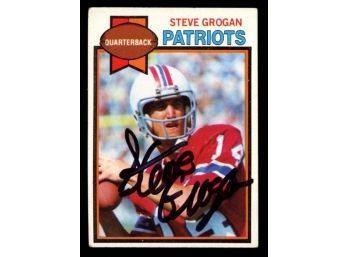 1979 Topps Football Steve Grogan On Card Autograph #95 New England Patriots HOF