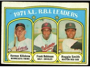 1972 Topps Baseball 1971 A.L. RBI Leaders #88 Harmon Killebrew, Frank Robinson, Reggie Smith Vintage HOF