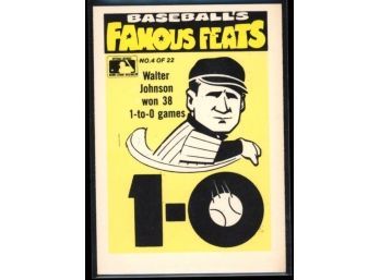 Fleer Baseballs Famous Feats No. 4 Of 22 Walter Johnson