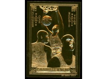 1994 Classic Basketball Shaquille O'Neal 'rookie Of The Year' 24KT Gold /24,900 Orlando Magic Lakers HOF