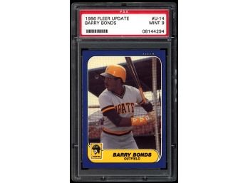 1986 Fleer Update Barry Bonds Rookie PSA 9 #U-14 Pittsburgh Pirates