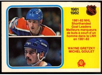 1982 O-pee-chee Hockey Wayne Gretzky Michel Goulet Shorthanded Goal Leaders #237