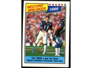 1987 Topps Football Phil Simms 1986 Record Breaker #8 New York Giants
