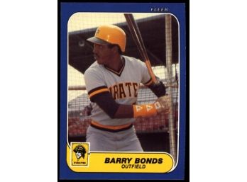 1986 Fleer Update Barry Bonds Rookie Card #U-14 Pittsburgh Pirates RC