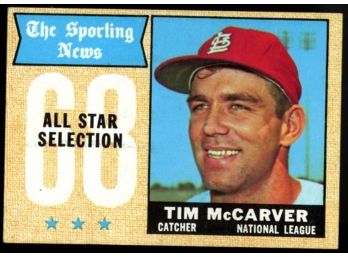 1968 Topps Baseball The Sporting News Tim McCarver All Star Selection #376 Vintage