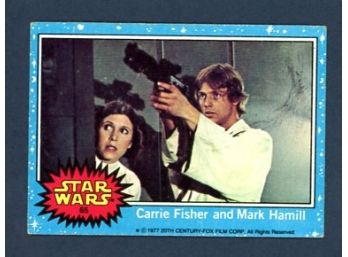 1977 Star Wars Carrie Fisher And Mark Hamill #65 Vintage Trading Card