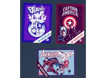 Lot Of 3 ~ 1992 Marvel Comics Bi-Weekly Checklist Promo Trading Cards Excalibur, Captain America & Avengers