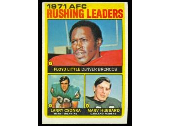 1972 Topps Football 1971 AFC Rushing Leaders #1 Floyd Little, Larry Csonka, Marv Hubbard