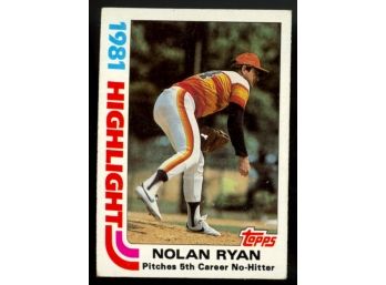 1982 Topps Baseball 1981 Highlight Nolan Ryan Pitches 5th Career No-hitter #5 Houston Astros HOF