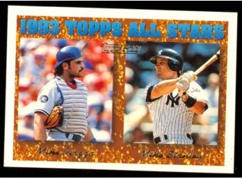 1994 Topps Gold Baseball 1993 Topps All Stars Mike Stanley Mike Piazza #391 Yankees Dodgers
