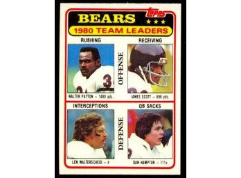 1981 Topps Football Chicago Bears Team Leaders #264 Walter Payton James Scott Dan Hampton Len Walterscheid HOF