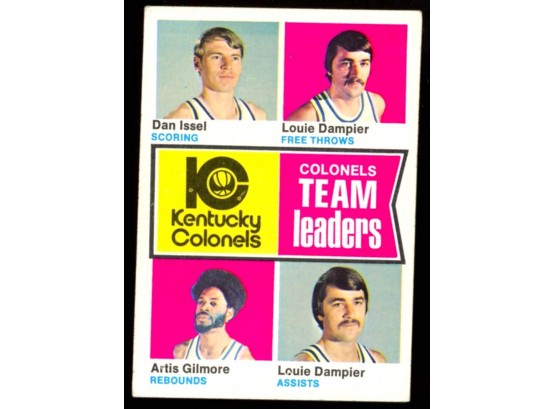 1974 Topps Basketball Colonels Team Leaders Artis Gilmore, Dan Issel, Louie Dampier #224 Vintage