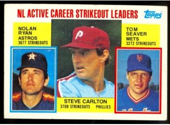 1984 Topps Baseball NL Active Career Strikeout Leaders Nolan Ryan Steve Carlton Tom Seaver #707 Vintage HOF