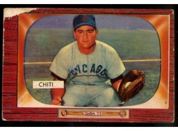 1955 Bowman Baseball Harry Chiti #304 Chicago Cubs Vintage *condition Issues*