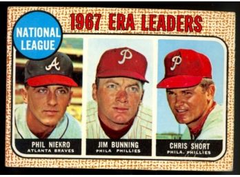 1968 Topps Baseball 1967 ERA Leaders Phil Niekro Jim Bunning Chris Short #7 Vintage