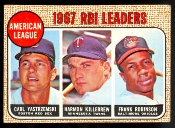 1968 Topps Baseball 1967 RBI Leaders Carl Yastrzemski, Harmon Killebrew, Frank Robinson #4 Vintage HOF