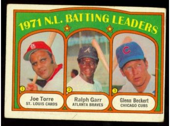 1972 Topps Baseball 1971 NL Batting Leaders Joe Torre, Ralph Gurr, Glenn Beckert #85 Vintage