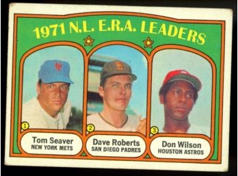 1972 Topps Baseball 1971 NL ERA Leaders Tom Seaver, Dave Roberts, Don Wilson #91 Vintage