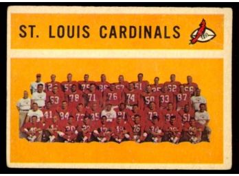 1960 Topps Football St Louis Cardinals Team Card Checklist #112 Vintage